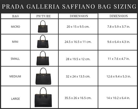 Prada galleria sizes